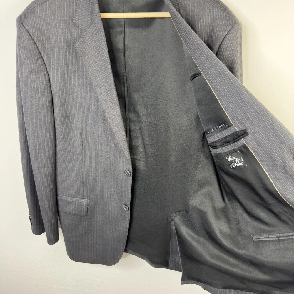 Ermenegildo Zegna Cloth Baglioni Men's Gray Striped Wool‎ 2 Button Suit Jacket